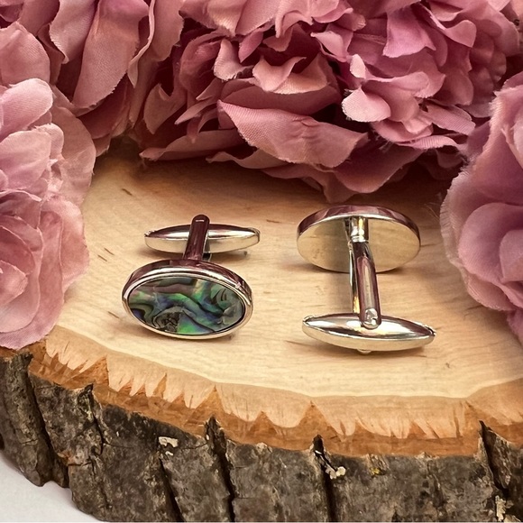 Elegant Colorful Abalone Shell Oval Cufflinks - Picture 7 of 16